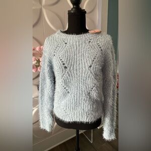 Love by Design Women's Baby Blue Fuzzy Pullover Sweater Size Medium NWT